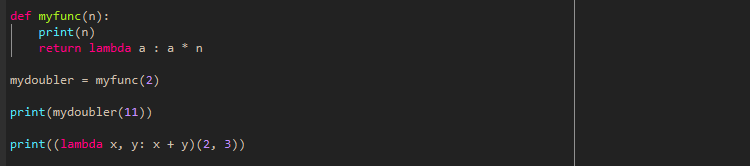Examples of the use of lambda functions